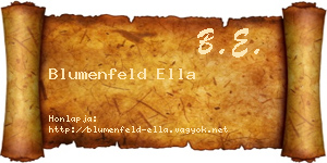 Blumenfeld Ella névjegykártya